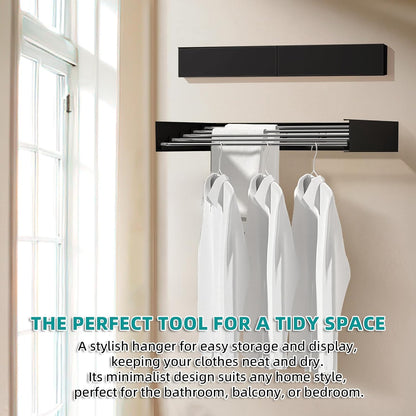 Laundry Drying Rack Collapsible, Wall Mounted, Clothes Drying Rack, 31.5" Wide, 13.1 Linear Ft, 5 Aluminum Rods, 45 lb Capacity, with Wall Template, Screwdriver Bit(White)