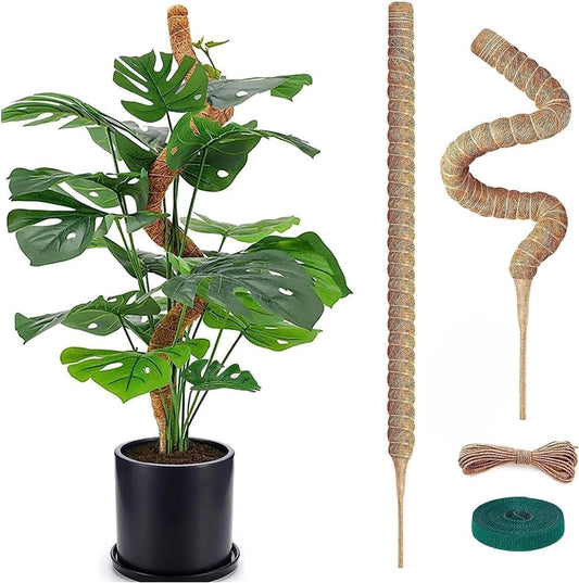 Monaeco Plants Moss Pole Support, 2PCS 120cm Bendable Vines Stakes, Flexible Ferns Climber Post, Customizable Coco Coir Rod Seedling Uphold for Monstera, Platycerium & Philodendrons Growth (120CM)