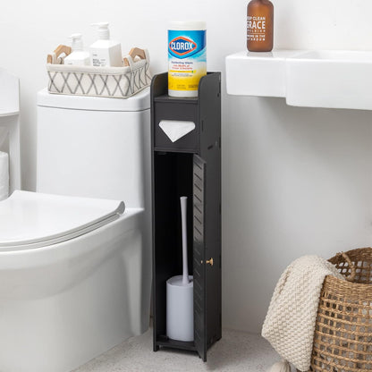 Freestanding Toilet Paper Storage with Phone Holder | Small Bathroom Organiser