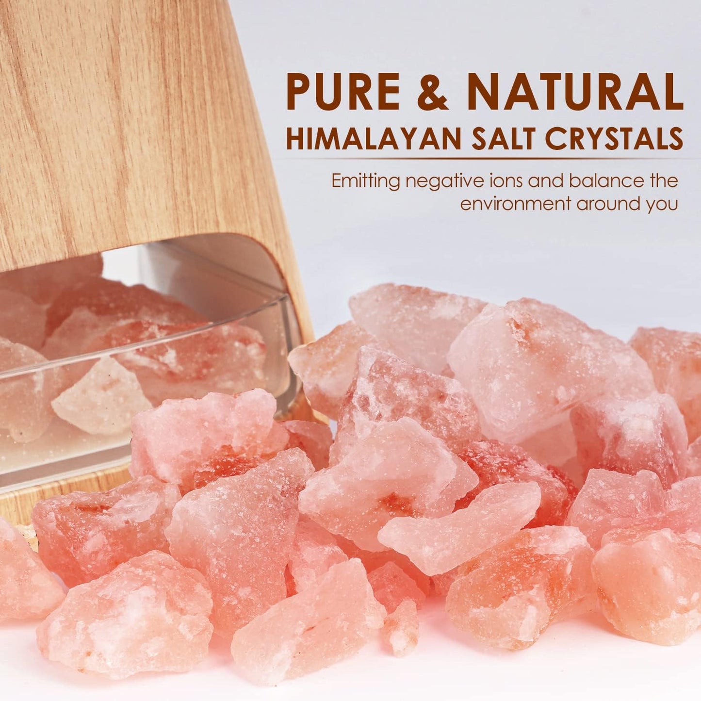 SALKING 2-in-1 Essential Oil Diffuser & Crystal Himalayan Salt Lamp, Ultrasonic Aromatherapy Diffuser with Timer Setting, Auto-Off Safety Switch, Cool Mist, Flame Effect, Night Light, 150ml
