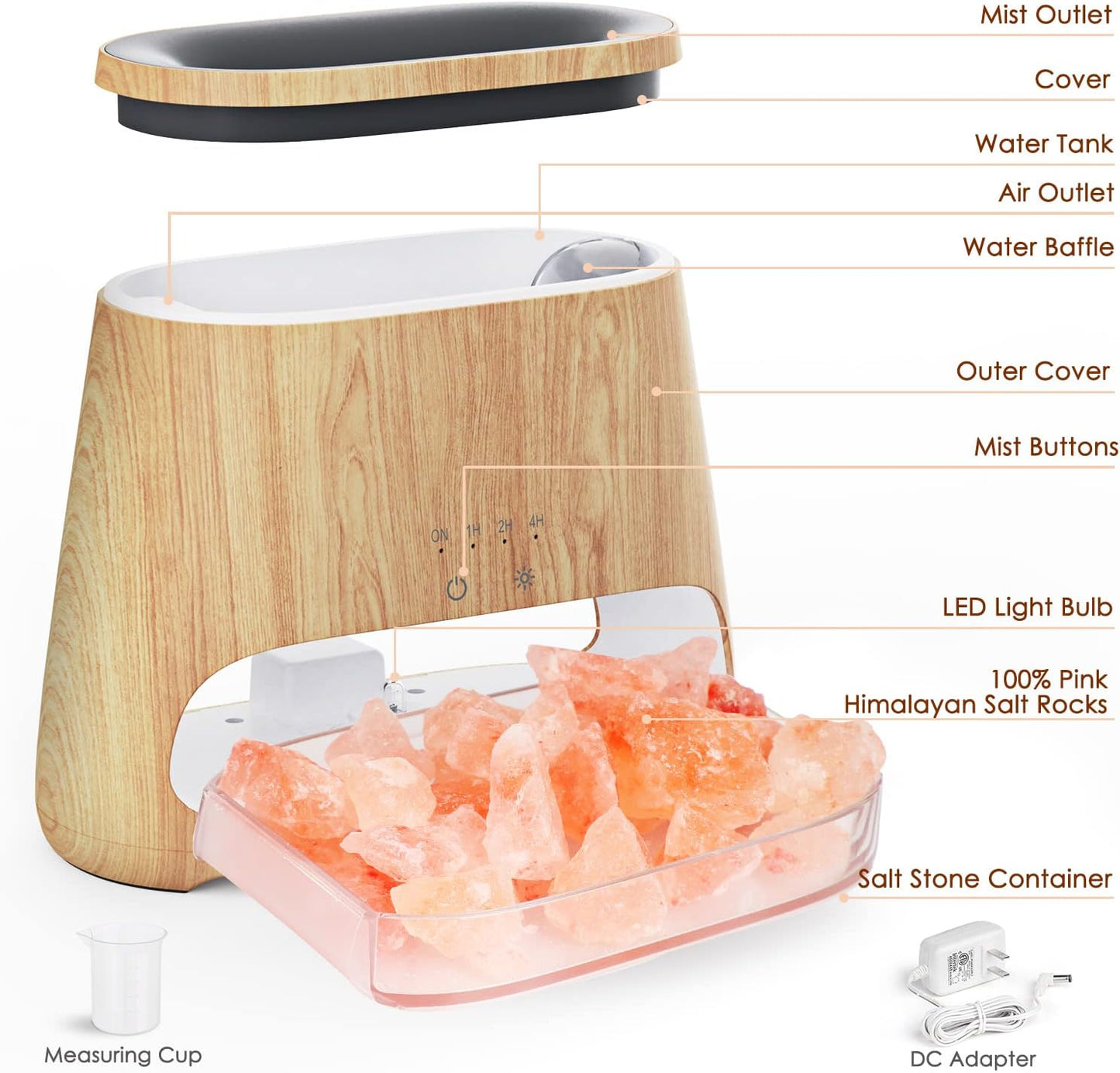 SALKING 2-in-1 Essential Oil Diffuser & Crystal Himalayan Salt Lamp, Ultrasonic Aromatherapy Diffuser with Timer Setting, Auto-Off Safety Switch, Cool Mist, Flame Effect, Night Light, 150ml