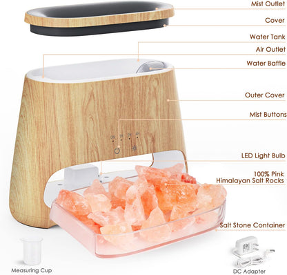 SALKING 2-in-1 Essential Oil Diffuser & Crystal Himalayan Salt Lamp, Ultrasonic Aromatherapy Diffuser with Timer Setting, Auto-Off Safety Switch, Cool Mist, Flame Effect, Night Light, 150ml