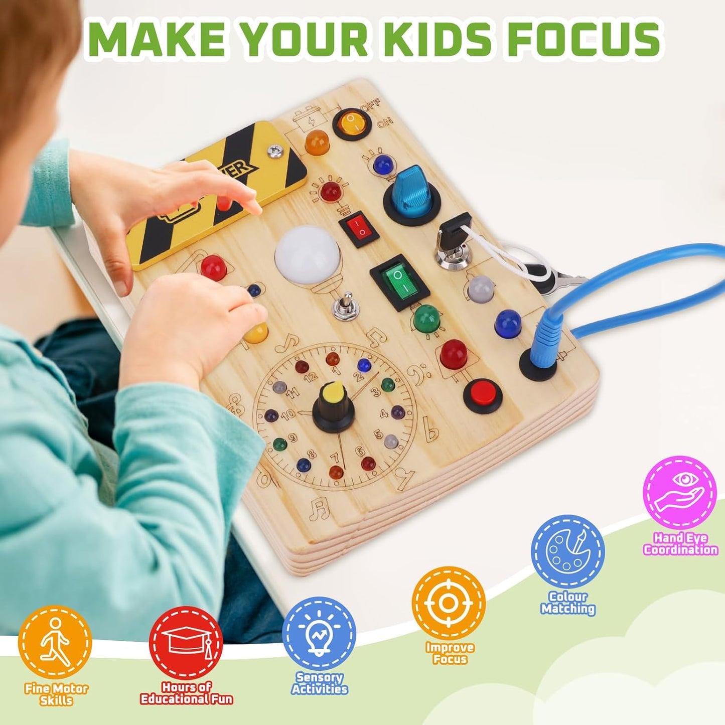 Montessori Busy Board Kids Toys, Toys for 1+ Year Old, Sensory Wooden Boy Toddler Games