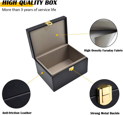 Faraday Key Fob Protector Box, RFID Signal Blocking Box, Faraday Bag Signal Blocking Bag Shielding Pouch Wallet Case for Car Key (Black)