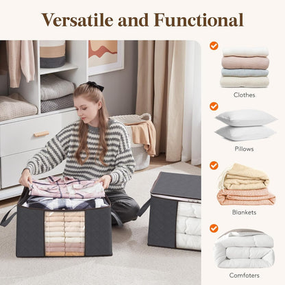 6-Pack Clothes Storage Bags | Reinforced Handles & Sturdy Zippers | Closet Organizer
