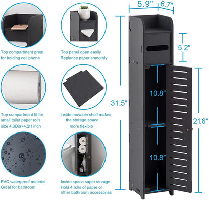 Freestanding Toilet Paper Storage with Phone Holder | Small Bathroom Organiser