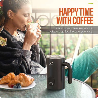 Milk Frother, Electric Milk Frother and Steamer 4 in 1 Automatic Coffee Steamer Frother, 11.8OZ / 350ML Warm and Cold Foam Frother for Coffee (Black)