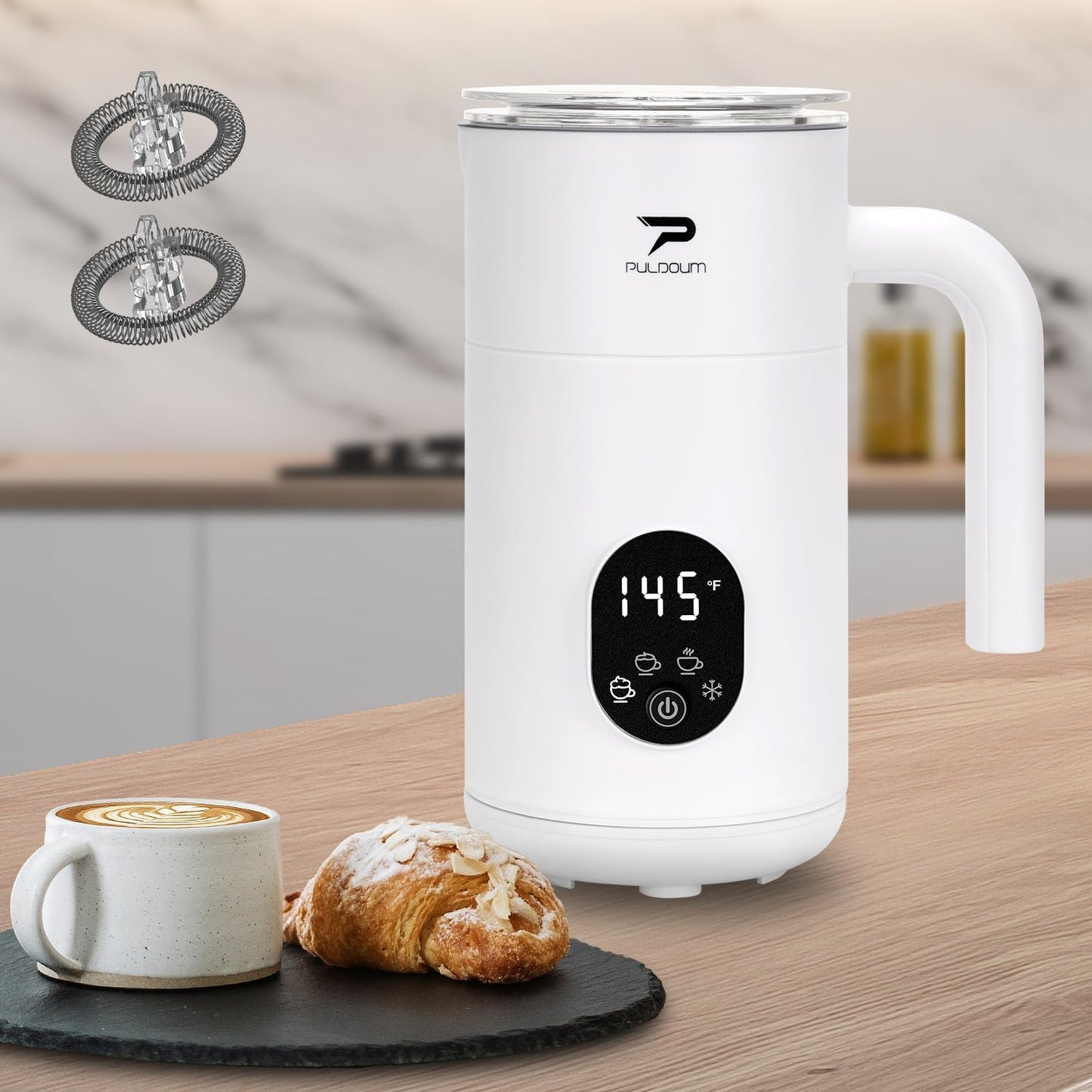 Milk Frother, Electric Milk Frother and Steamer 4 in 1 Automatic Coffee Steamer Frother, 11.8OZ / 350ML Warm and Cold Foam Frother for Coffee (Black)