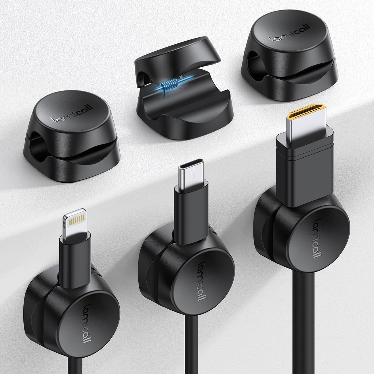 One-Hand Cable Clips | Desk Cord Organizer | Adhesive Cord Holders