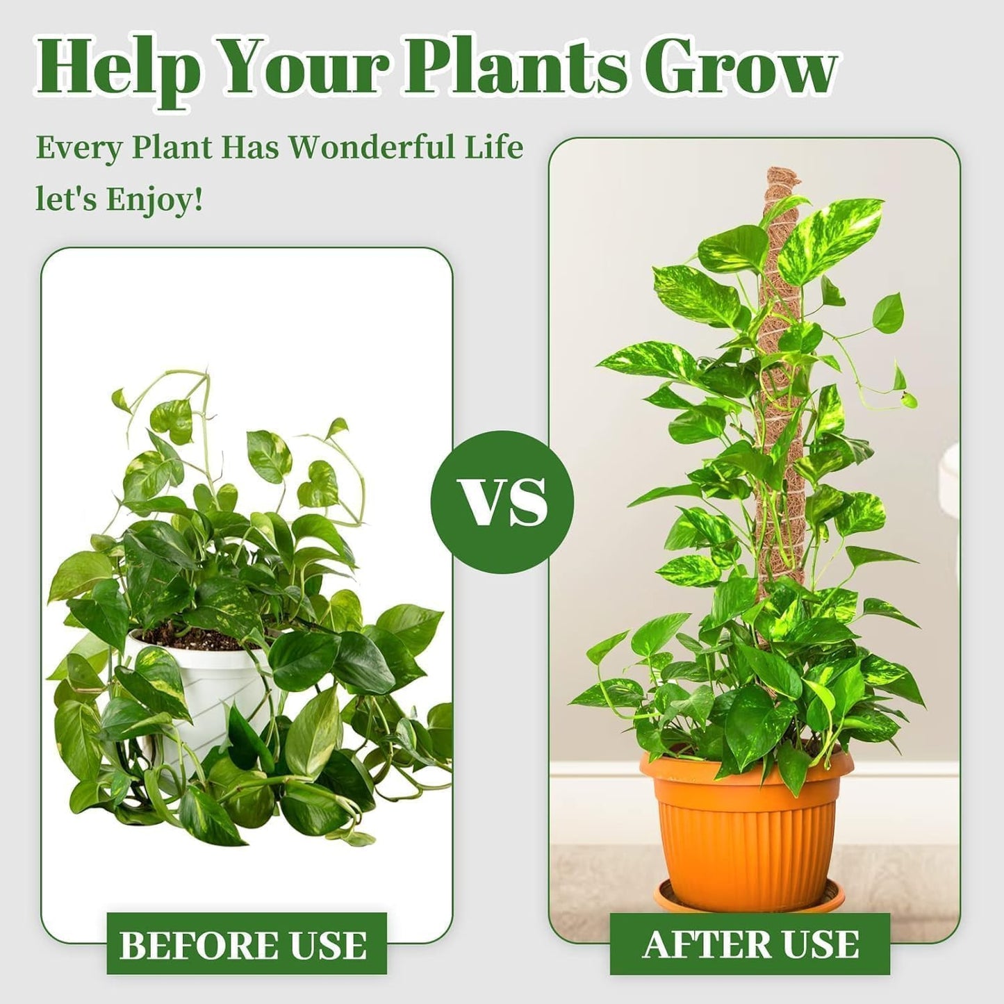 Monaeco Plants Moss Pole Support, 2PCS 120cm Bendable Vines Stakes, Flexible Ferns Climber Post, Customizable Coco Coir Rod Seedling Uphold for Monstera, Platycerium & Philodendrons Growth (120CM)