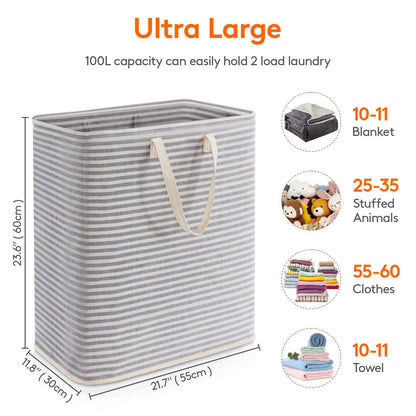 80L Waterproof Laundry Hamper 2 Pack - Collapsible & Portable - Lifewit