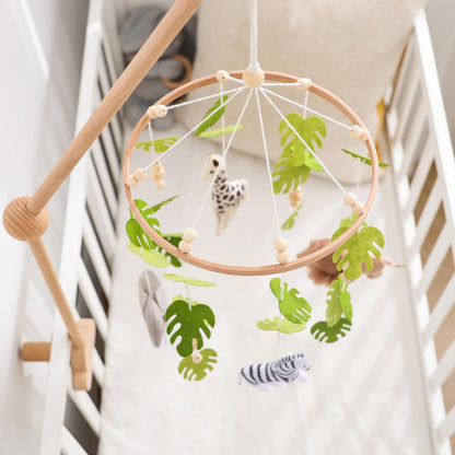 Beechwood Crib Mobile Holder - 360° Rotate, Adjustable Arm - Natural Wood, Minimalist - For Cribs No Side Rails - Baby Nursery Decor