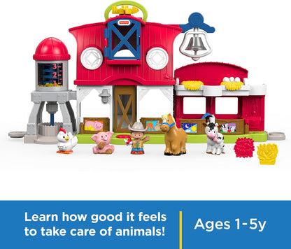 Fisher-Price Little People Toddler Learning Toy Caring for Animals Farm Interactive Playset with Smart Stages for Ages 1+ Years