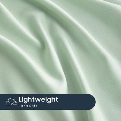 Wake In Cloud - White Sheet Set, 1000TC Ultra Soft Microfiber, Fitted Sheet & Flat Sheet & 2 Pillowcases (4 pcs, Queen Size)