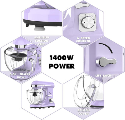 1400W Stand Mixer | 6.5L Electric Food Mixer for Baking