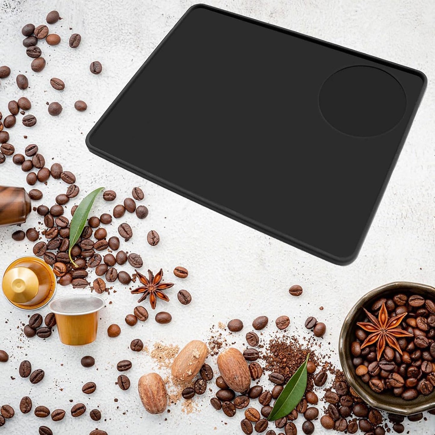 Coffee Tamper Mat, Food Safe Silicone Coffee Tamp Mat Anti-Slip, Espresso Tamping Mat Food Grade Non-Slip Coffee Pad Tamp Station Espresso Accessory(Black-ZY1)