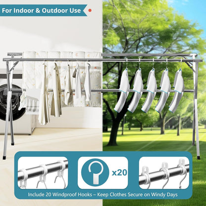 Heavy-Duty Collapsible Clothes Drying Rack | Extendable Stainless Steel
