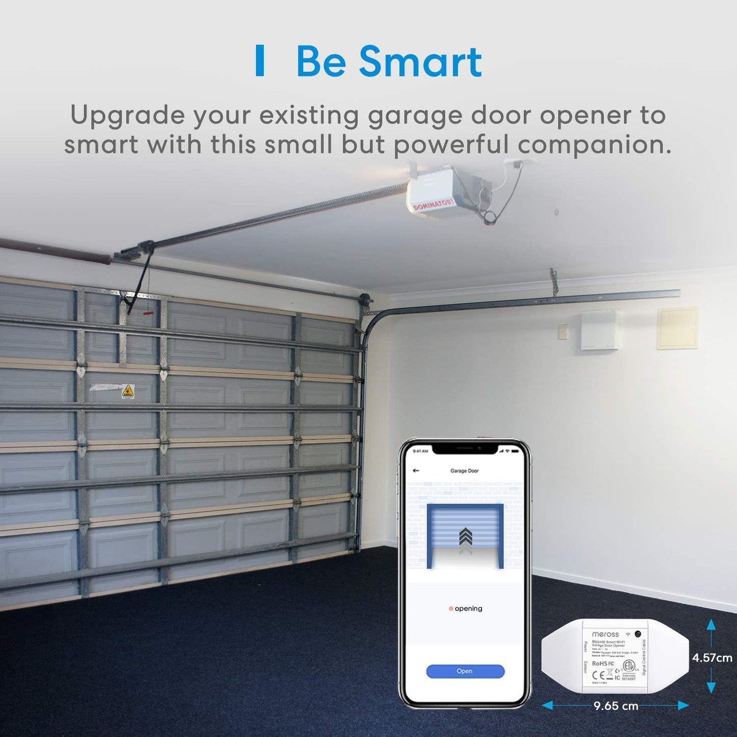 meross Smart Garage Door Opener Remote, Compatible with Apple HomeKit, Amazon Alexa, Google Assistant, SmartThings, Multiple Notification Modes, No Hub Needed