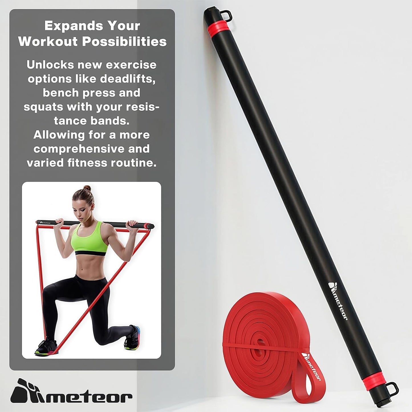 Meteor Essential Power Bands, Resistance Loop Set, Natural Latex Fitness Bands for Workout, Yoga, Weightlifting, Physical Therapy, Rehab, Bench Press, Dead Lift, Improve Mobility and Strength