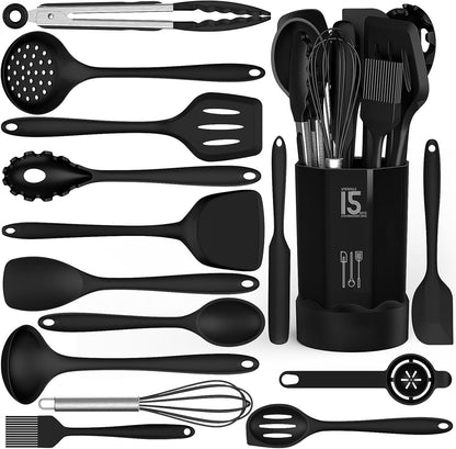 15-Piece Silicone Cooking Utensils Set | Dishwasher Safe