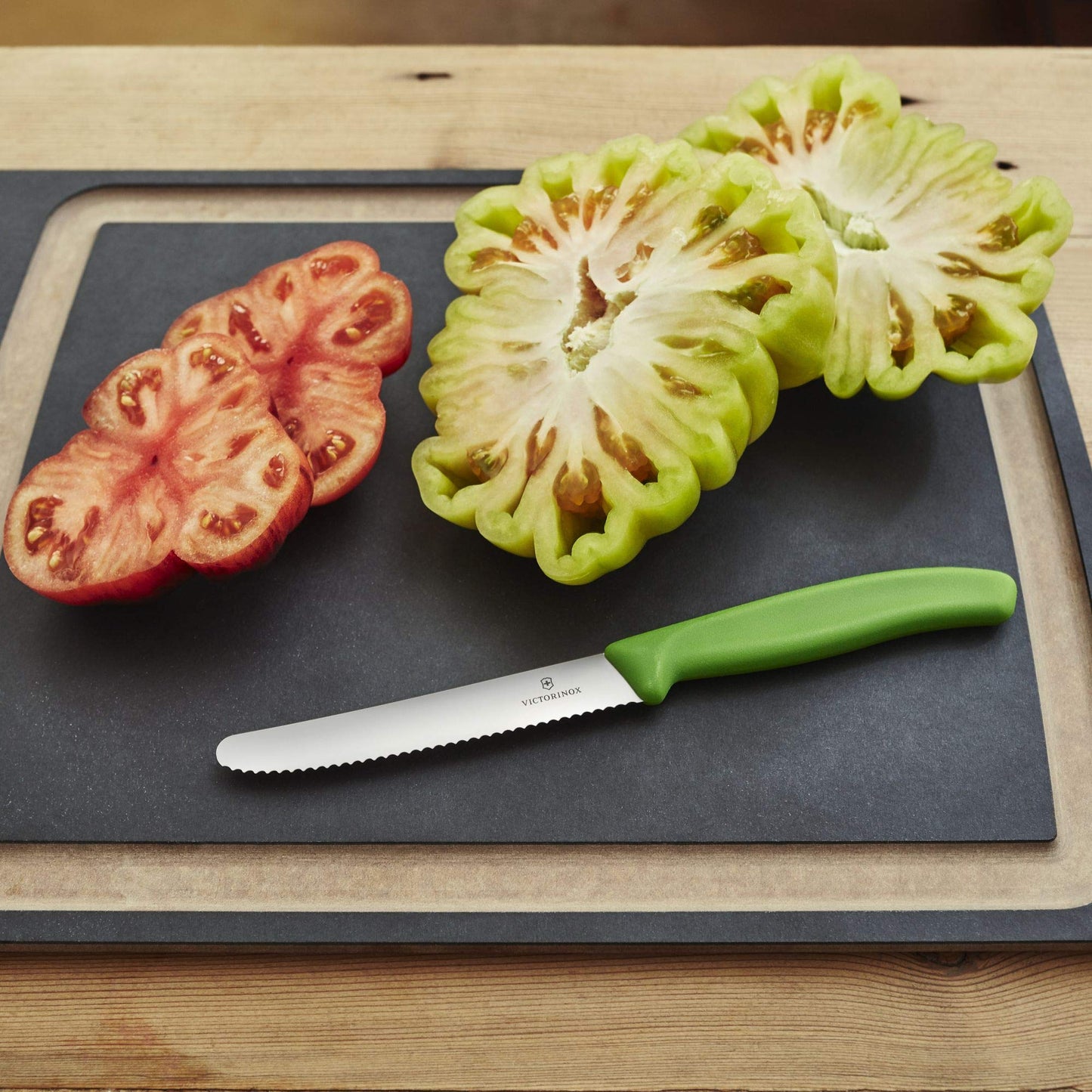 Victorinox Classic Wavy Edge Steak and Tomato Knife, Green