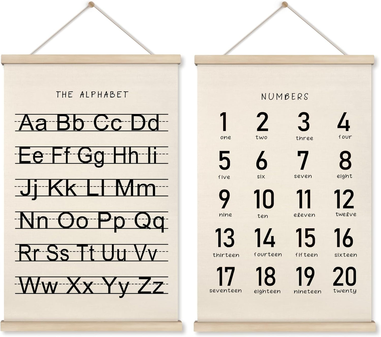 Alphabet, Numbers, Nursery Wall Art Decor | Linen Canvas Prints | Australia