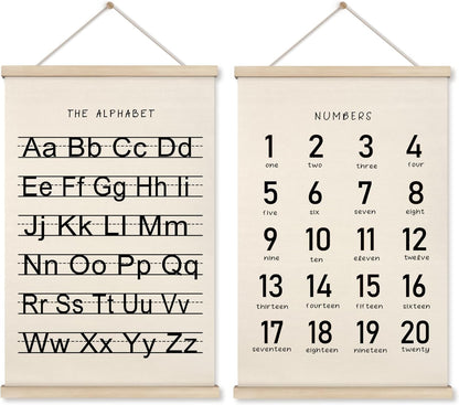Alphabet, Numbers, Nursery Wall Art Decor | Linen Canvas Prints | Australia