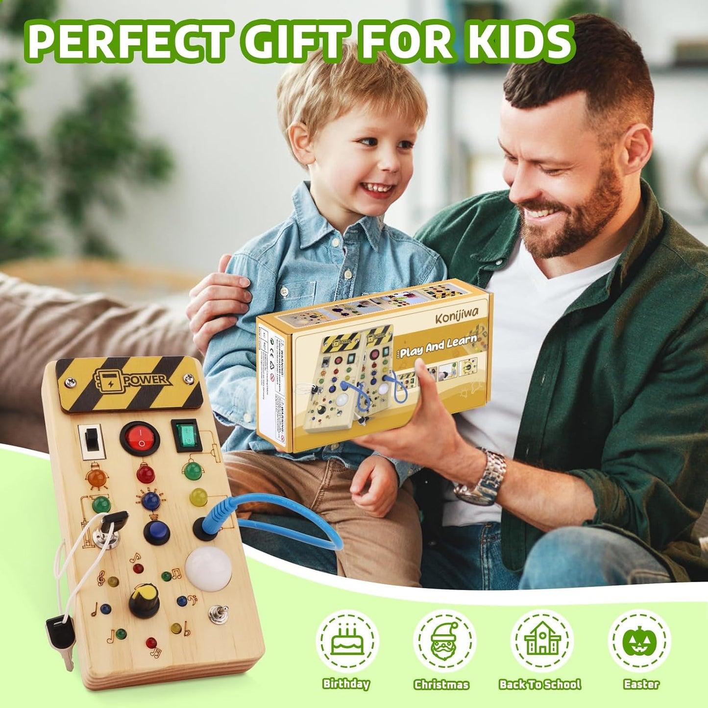 Montessori Busy Board Kids Toys, Toys for 1+ Year Old, Sensory Wooden Boy Toddler Games