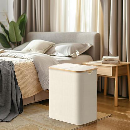 Large Double Hamper | Storage Basket with Lid & Removable Bags