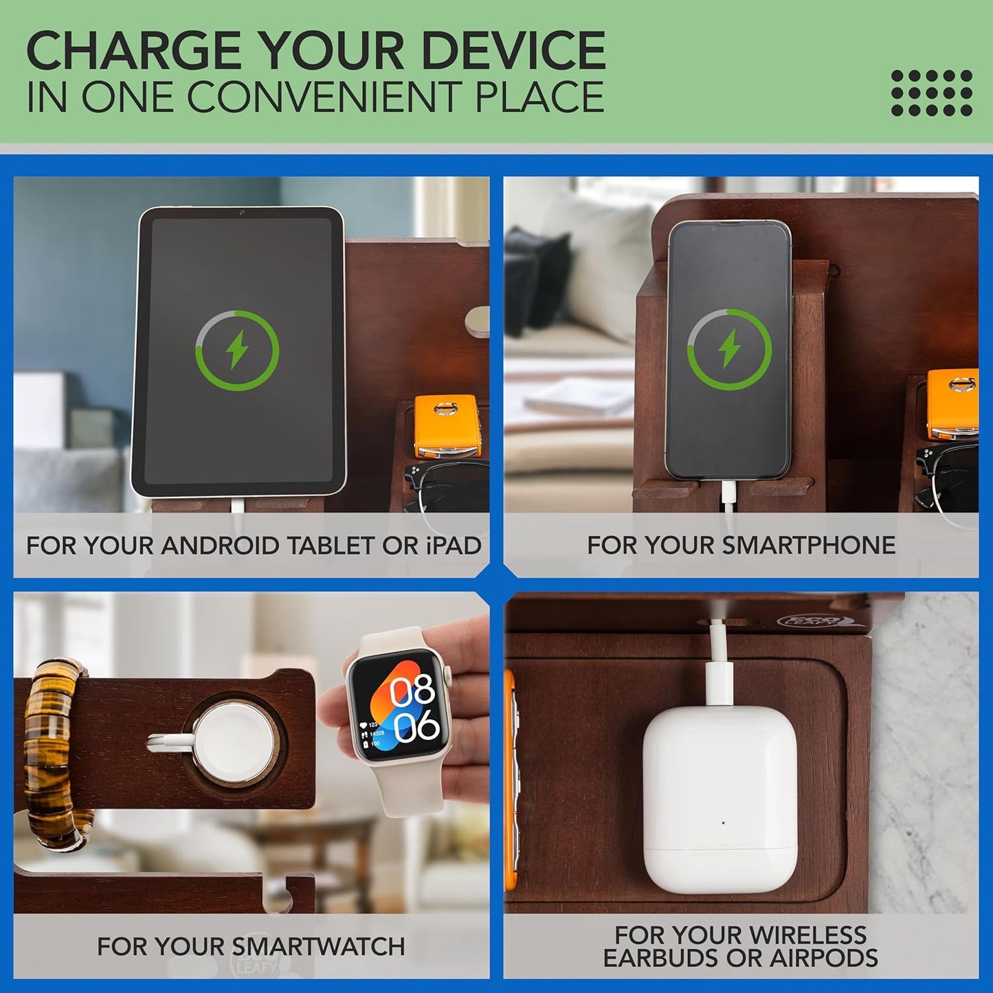 Nightstand Organiser | Tech Charging Station & Valet Tray