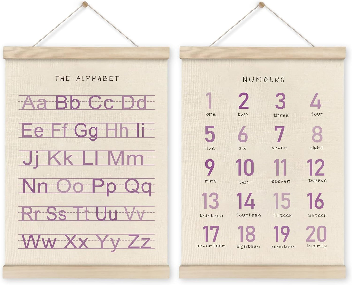 Alphabet, Numbers, Nursery Wall Art Decor | Linen Canvas Prints | Australia