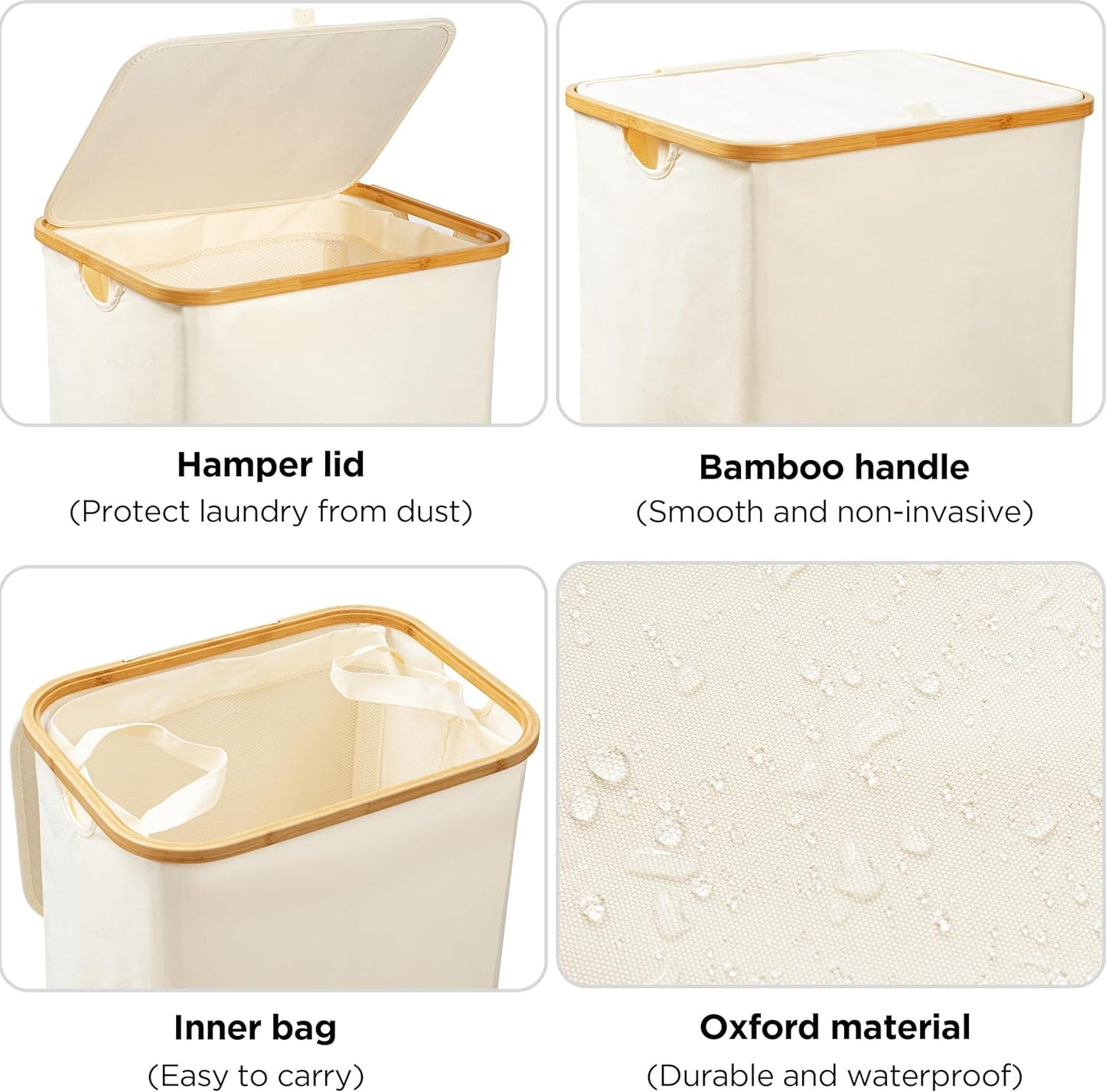 Large Double Hamper | Storage Basket with Lid & Removable Bags