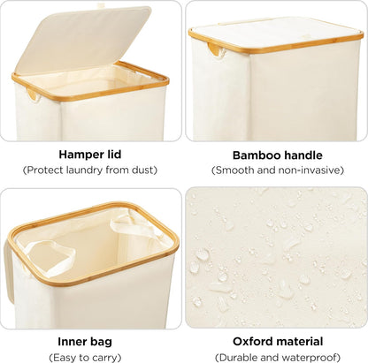 Large Double Hamper | Storage Basket with Lid & Removable Bags
