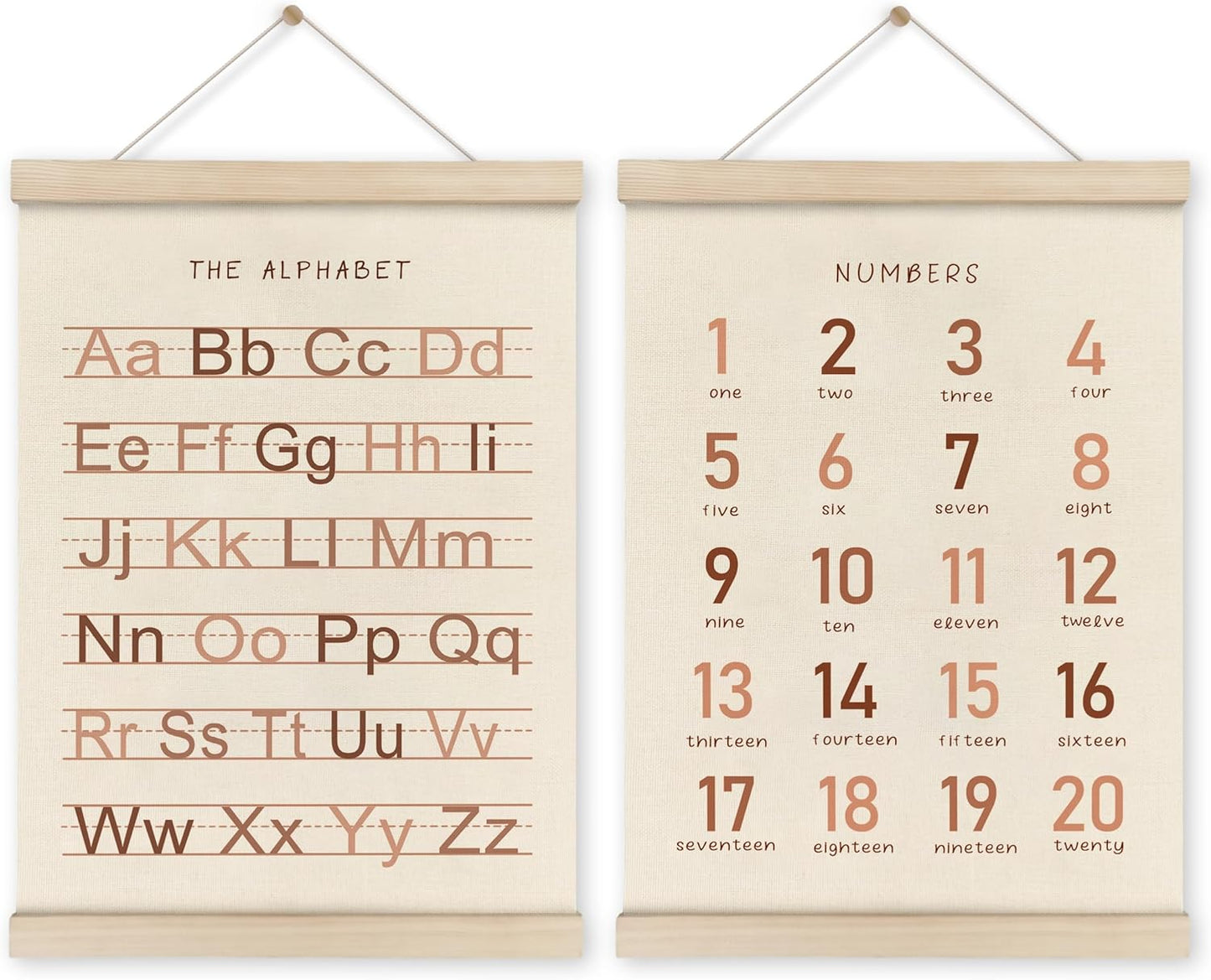 Alphabet, Numbers, Nursery Wall Art Decor | Linen Canvas Prints | Australia