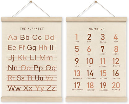Alphabet, Numbers, Nursery Wall Art Decor | Linen Canvas Prints | Australia
