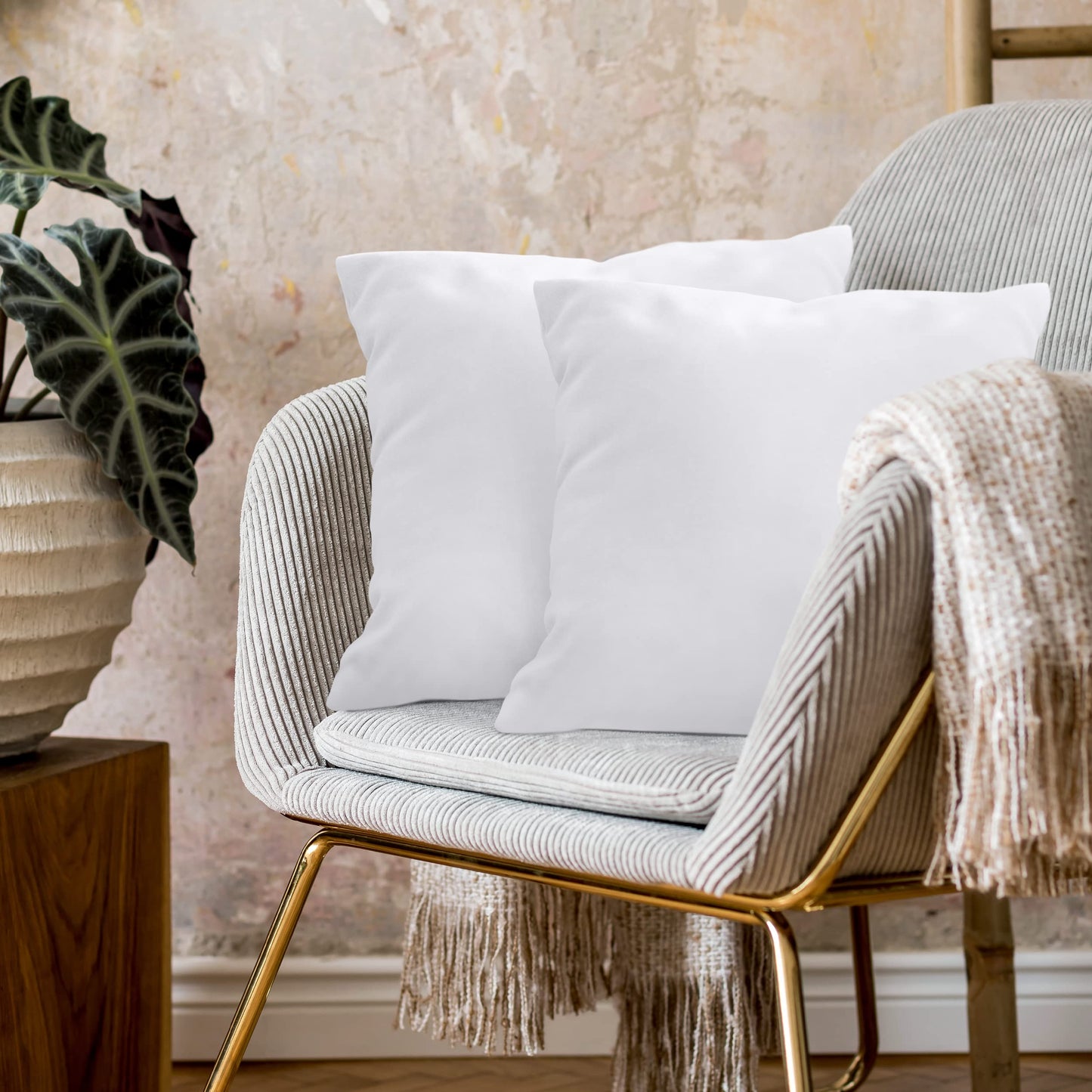 NY Threads Throw Pillows Insert (Pack of 4, White) - 45 x 45 cm Bed and Couch Pillows - Indoor Decorative Pillows