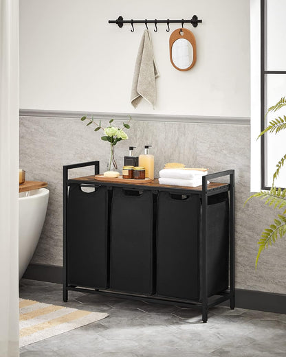 Laundry Hamper with Shelf | 3-Section Laundry Sorter | Storage Unit