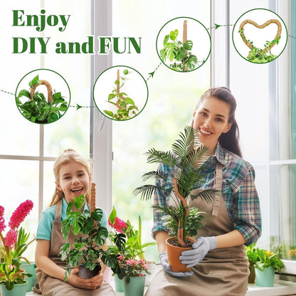 Monaeco Plants Moss Pole Support, 2PCS 120cm Bendable Vines Stakes, Flexible Ferns Climber Post, Customizable Coco Coir Rod Seedling Uphold for Monstera, Platycerium & Philodendrons Growth (120CM)