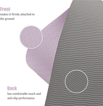 Premium Non-Slip Yoga Mat with Alignment Lines - 6mm Thick Exercise Mat