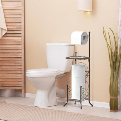 Freestanding Chrome Toilet Paper Stand | Modern Bathroom Roll Holder