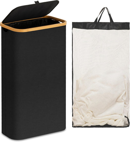 Large Double Hamper | Storage Basket with Lid & Removable Bags