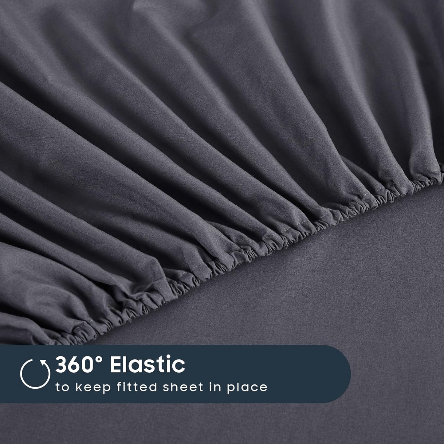 Wake In Cloud - White Sheet Set, 1000TC Ultra Soft Microfiber, Fitted Sheet & Flat Sheet & 2 Pillowcases (4 pcs, Queen Size)