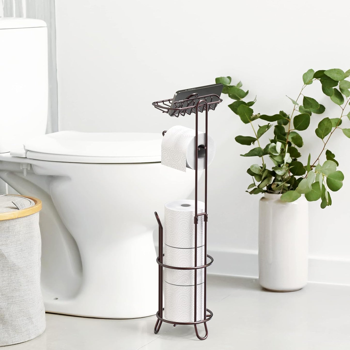 Freestanding Chrome Toilet Paper Stand | Modern Bathroom Roll Holder