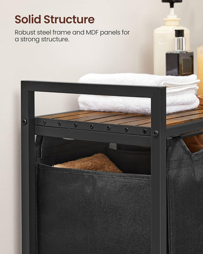 Laundry Hamper with Shelf | 3-Section Laundry Sorter | Storage Unit
