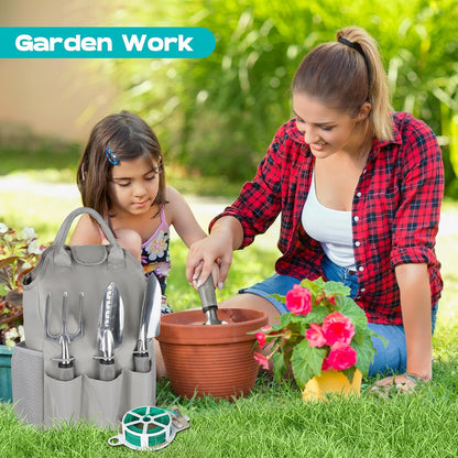 PHIRAH Garden Tool Set, 7PCS Garden Tools Set with Twist Tie for Women and Men, Gardening Kit with Hand Tools, Landscaping Essentials, Starter Kit for Lawn Care, Perfect Gift for Gardeners