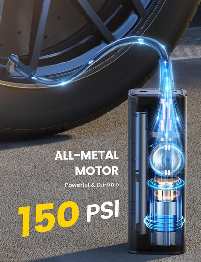 Portable Tyre Inflator | Cordless Air Compressor for Car & Bike