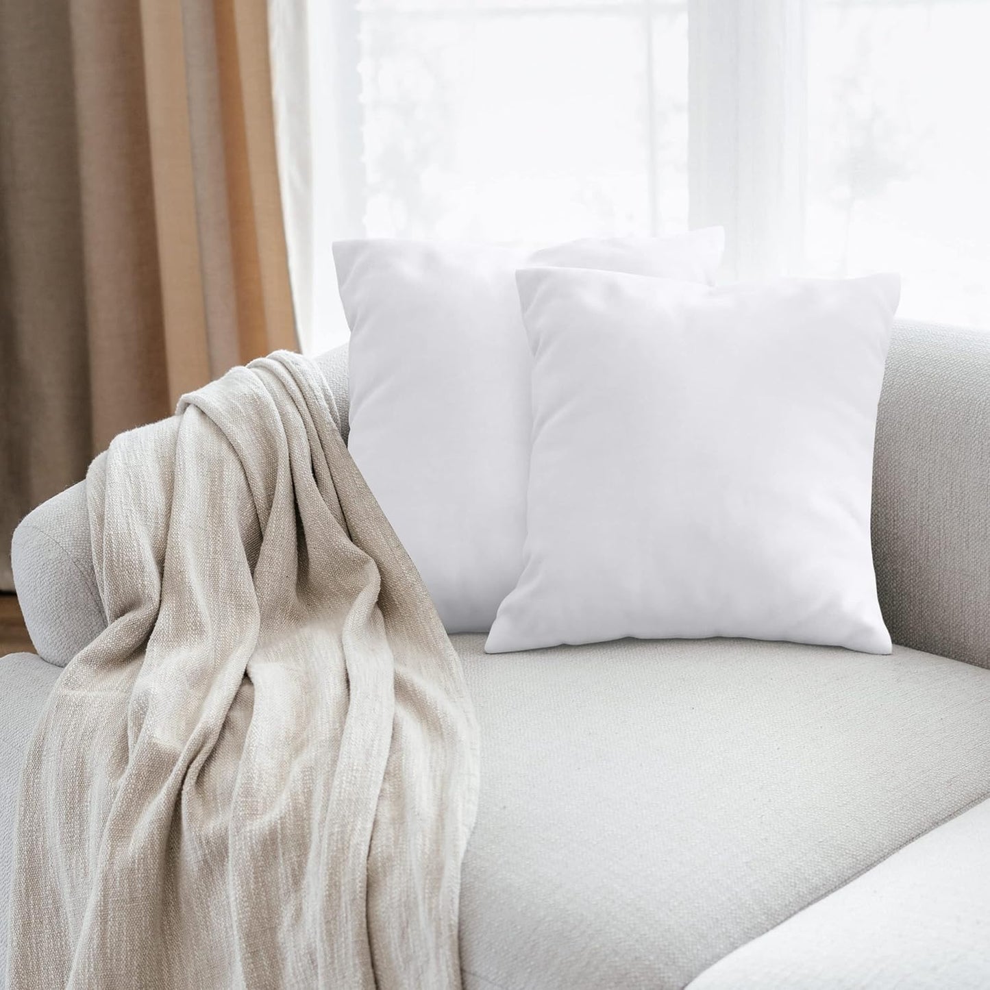 NY Threads Throw Pillows Insert (Pack of 4, White) - 45 x 45 cm Bed and Couch Pillows - Indoor Decorative Pillows