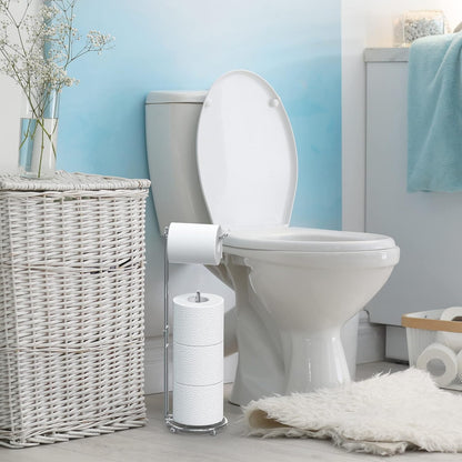 Freestanding Chrome Toilet Paper Stand | Modern Bathroom Roll Holder