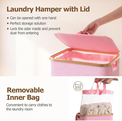 Large Double Hamper | Storage Basket with Lid & Removable Bags