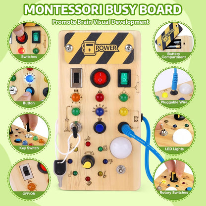Montessori Busy Board Kids Toys, Toys for 1+ Year Old, Sensory Wooden Boy Toddler Games